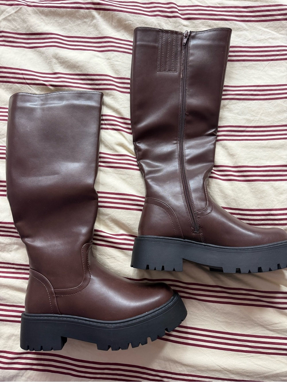 Women's Brown Platform Knee-High Boots **brand new, never worn**